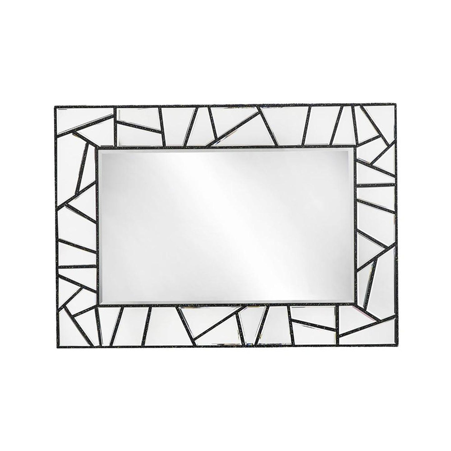 28" Black Metal And Glass Mosaic Framed Accent Mirror