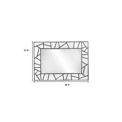28" Black Metal And Glass Mosaic Framed Accent Mirror