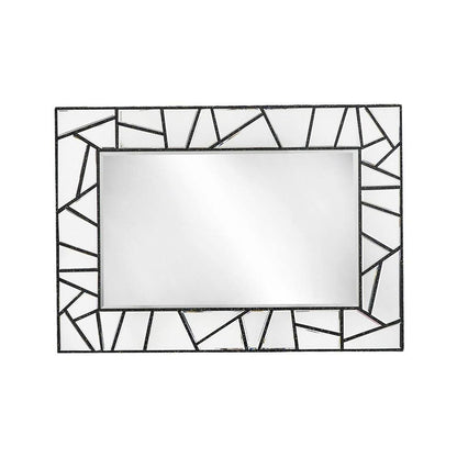 28" Black Metal And Glass Mosaic Framed Accent Mirror