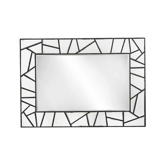 28" Black Metal And Glass Mosaic Framed Accent Mirror