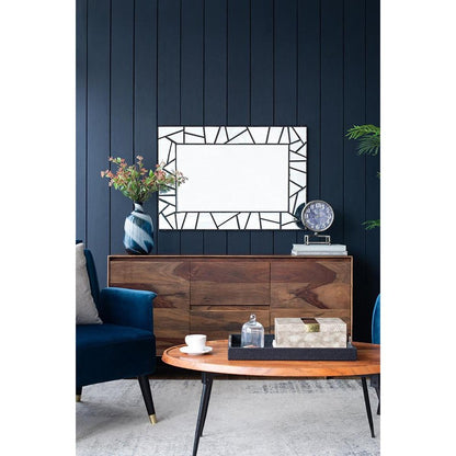 28" Black Metal And Glass Mosaic Framed Accent Mirror