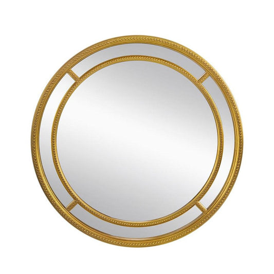 35" Gold Geo Dot Round Double Frame Accent Mirror