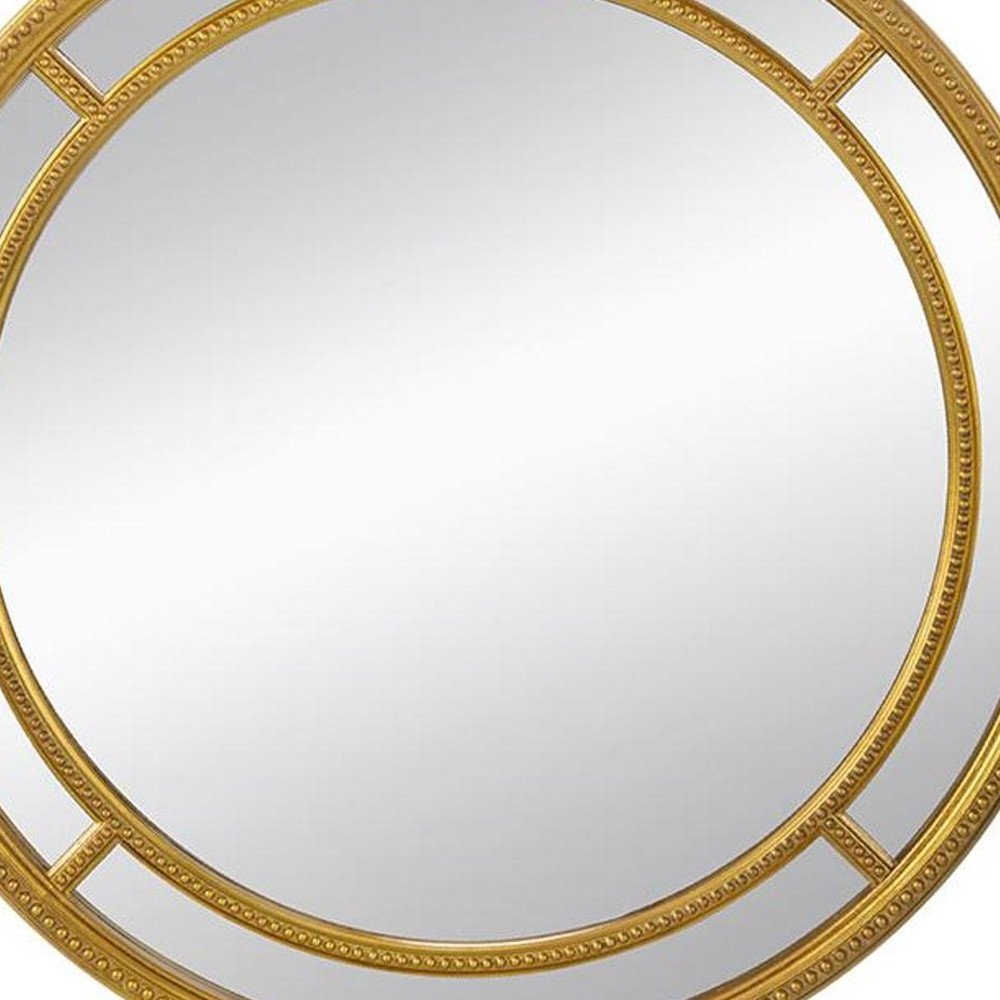 35" Gold Geo Dot Round Double Frame Accent Mirror