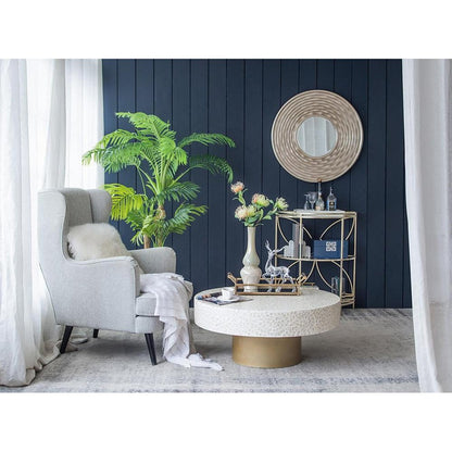 31" Silver Round Dimensional Thick Frame Accent Mirror