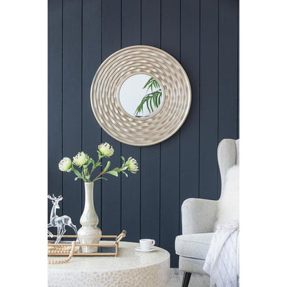 31" Silver Round Dimensional Thick Frame Accent Mirror