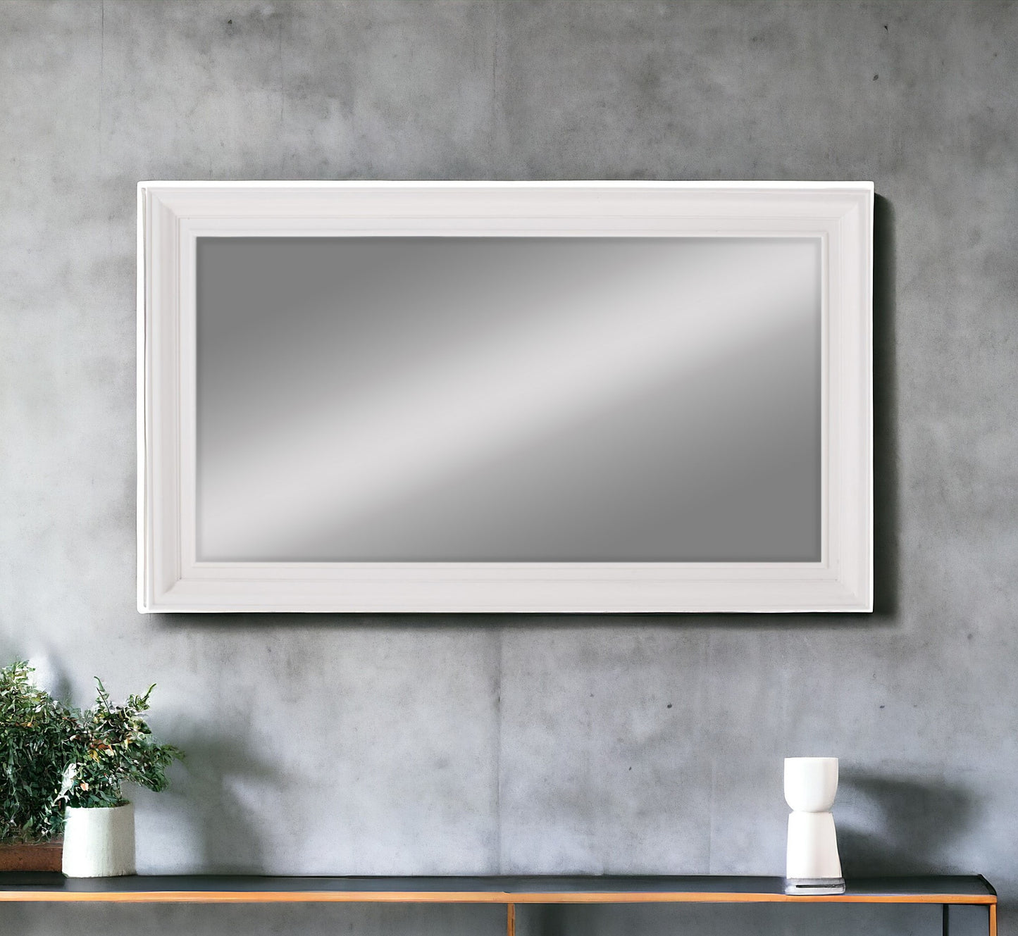 28" White Rectangle Wall Mounted Full Length Hanging Mirror