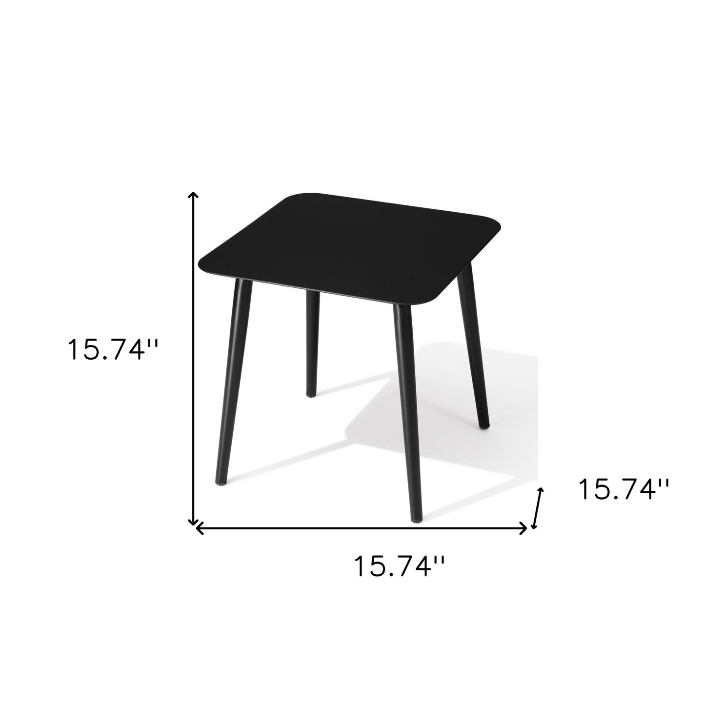 16" Gray Square Metal Outdoor Side Table