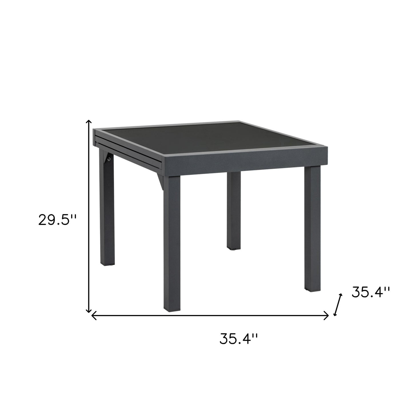 35" Gray Square Metal Extendable Outdoor Side Table