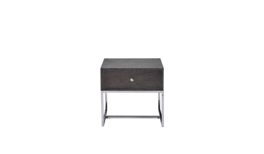 22" Gray And Silver Wood Frame End Table With Drawer