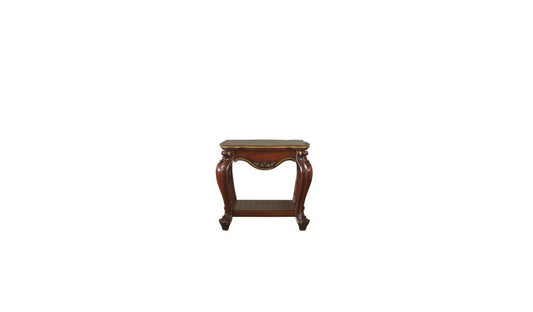 24" Honey Oak Solid Wood And Polyresin Square End Table With Shelf