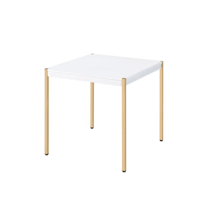 24" White And Gold Wood And Iron Square End Table