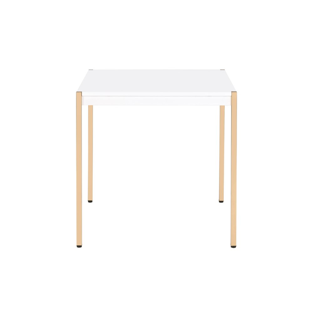 24" White And Gold Wood And Iron Square End Table
