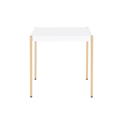 24" White And Gold Wood And Iron Square End Table