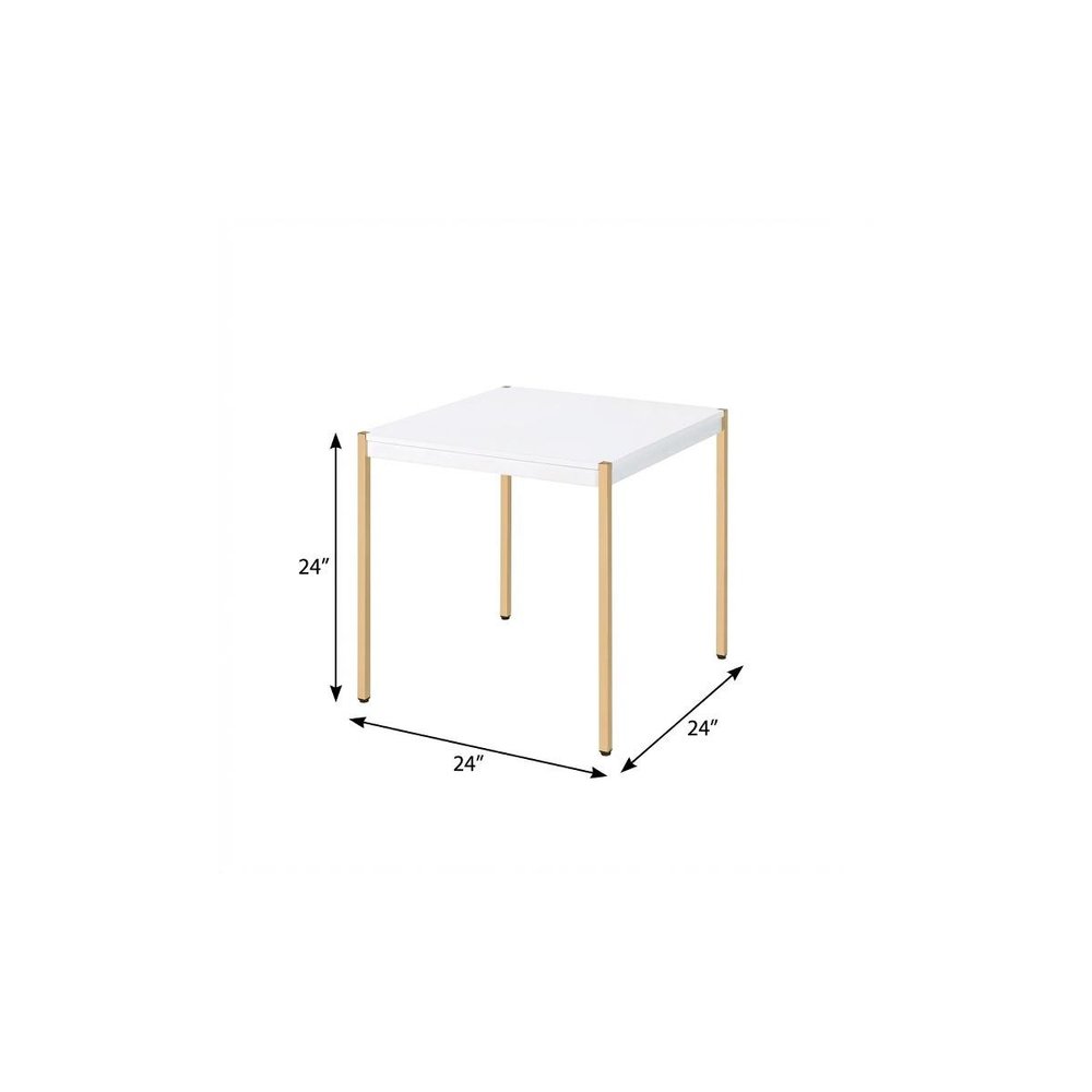 24" Gold And White Manufactured Wood Square End Table