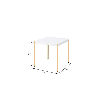 24" White And Gold Wood And Iron Square End Table