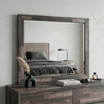 36" Brown Wood Framed Mounted Dresser Mirror