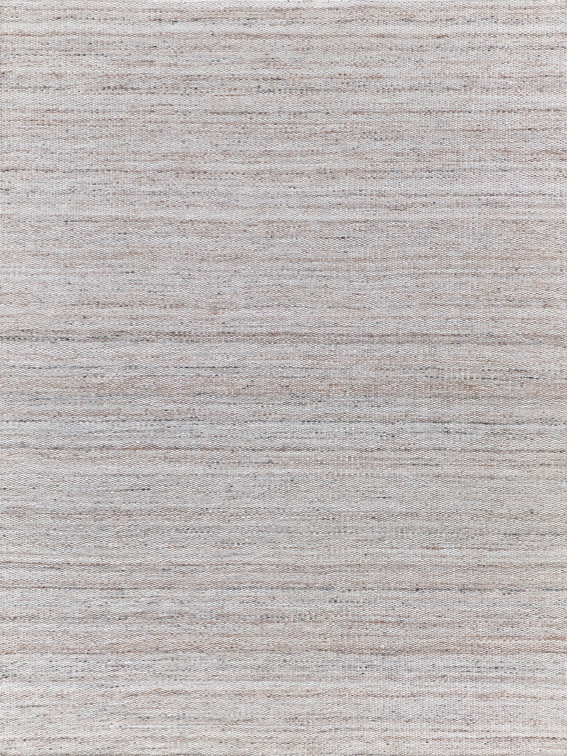 Close-up of beige woven rug fabric with subtle horizontal stripes.
