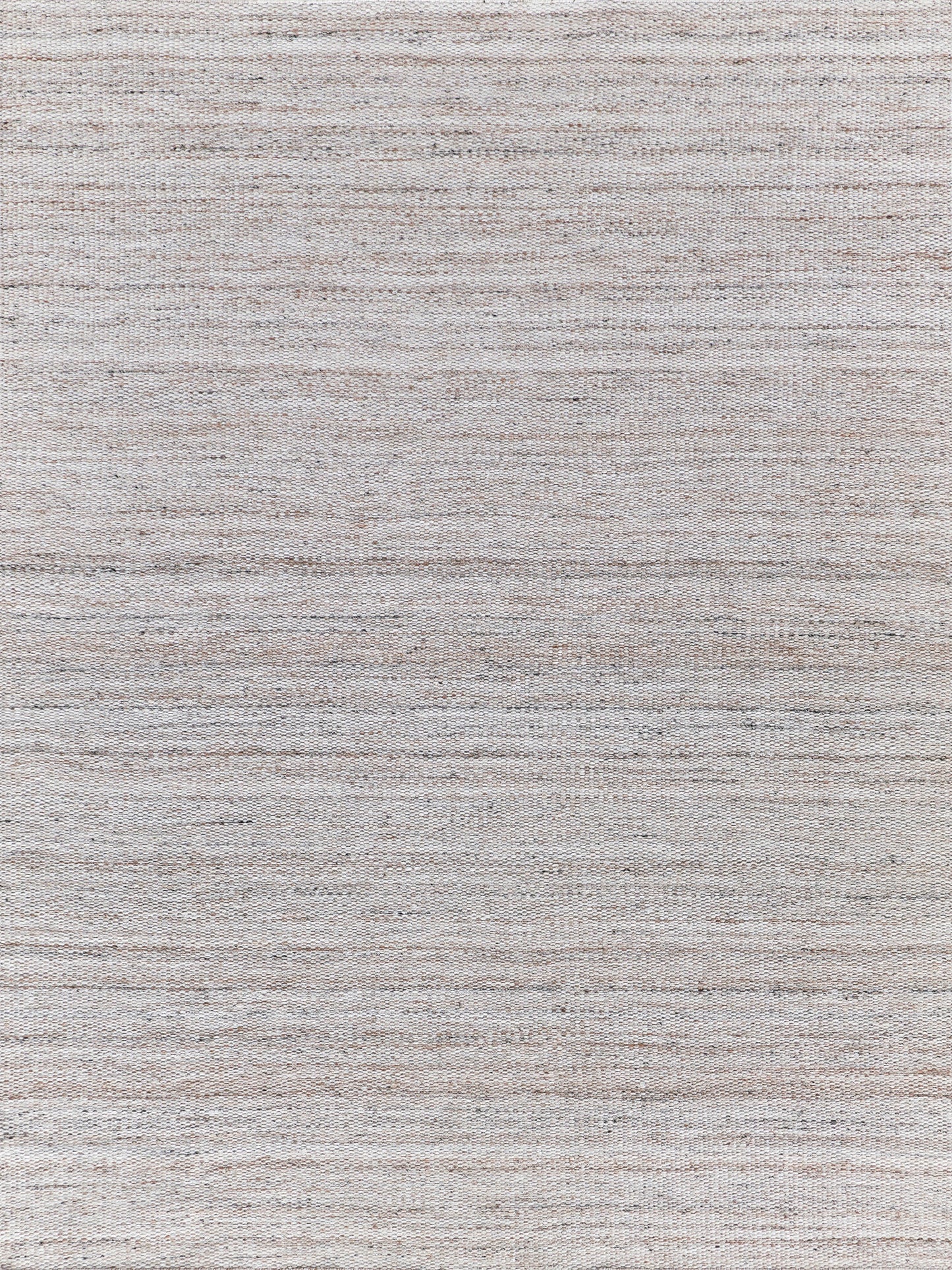 Light beige-gray indoor/outdoor flat-weave rug with subtle horizontal striations; neutral rug for indoor or outdoor spaces.