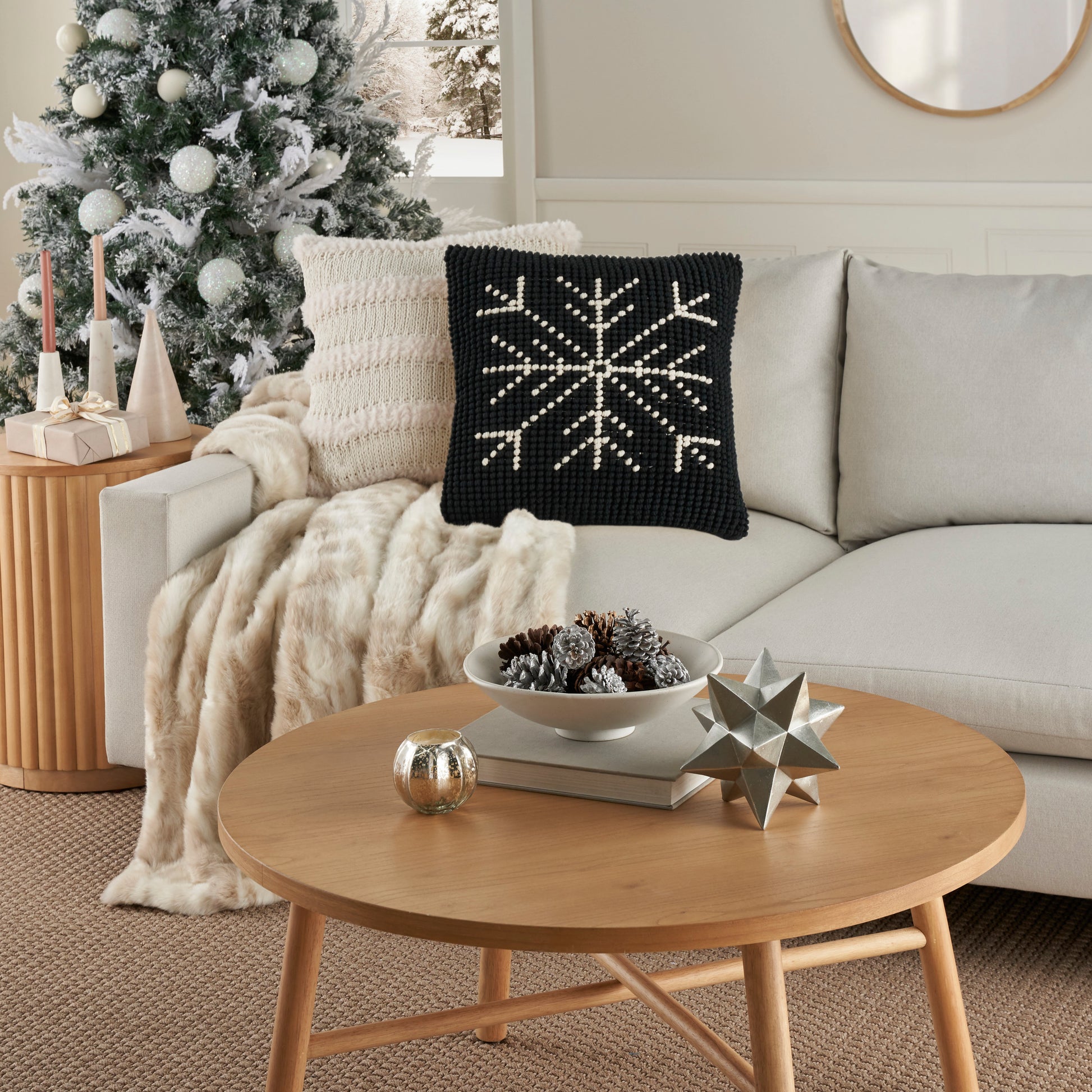 20" x 20" rug in Mina Victory Seasonal Black Ivory by Nourison Home.