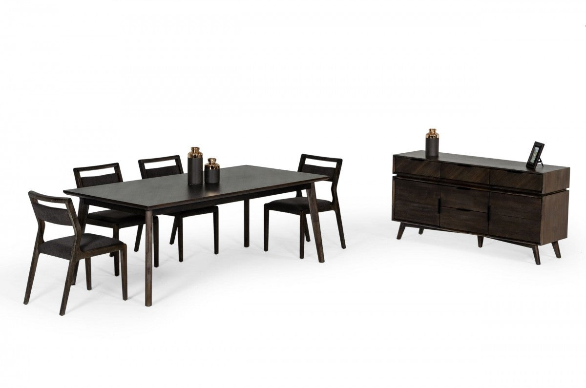 83" Dark Brown Solid Wood Dining Table