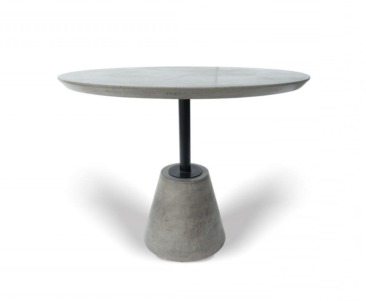 35" Grey Rounded Concrete And Iron Dining Table