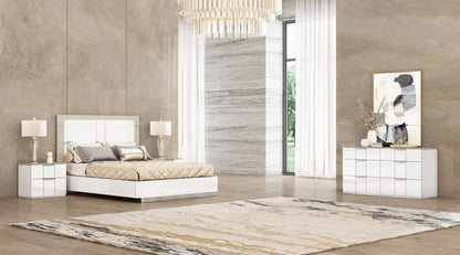 White And Taupe Wood Queen Bed Frame