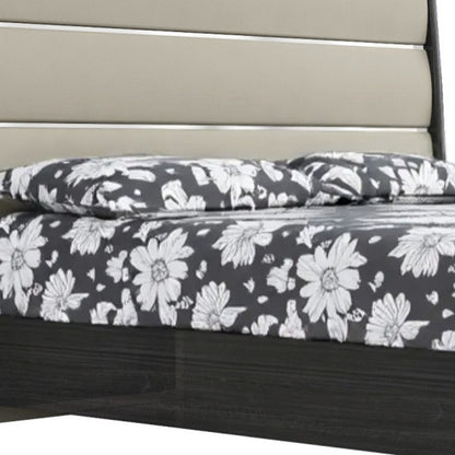King Dark Grey High Gloss Bed Frame with Faux Leather Headboard