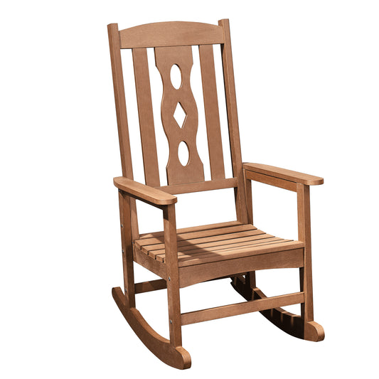 45" Brown Heavy Duty Plastic Indoor Outdoor Rocking Chair
