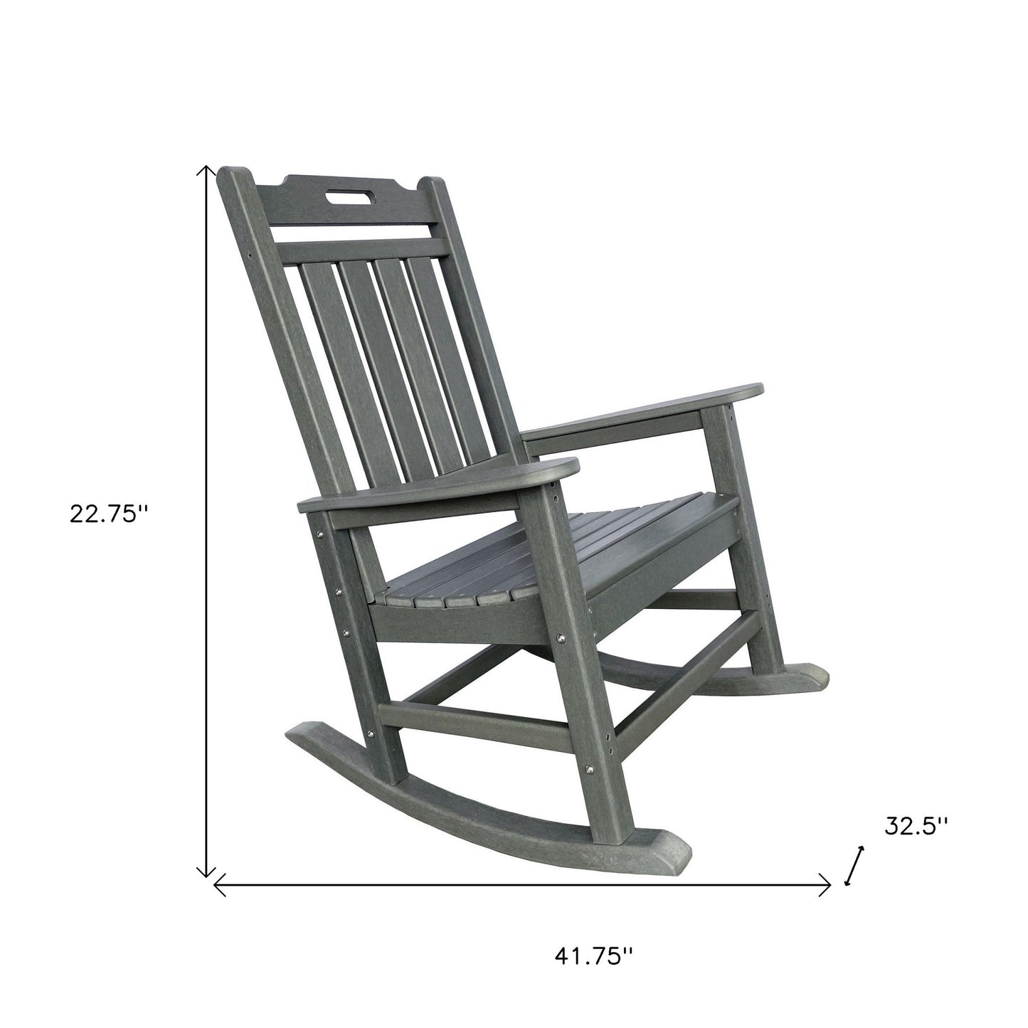 42" Gray Heavy Duty Plastic Indoor Outdoor Rocking Chair