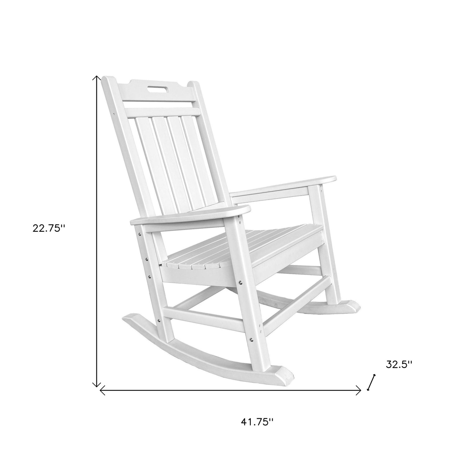 42" White Heavy Duty Plastic Rocking Chair