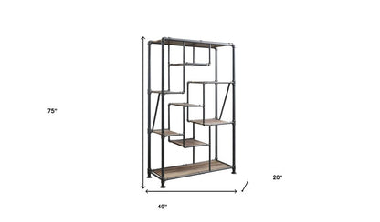 Gray And Brown Metal Eight Tier Bookcase