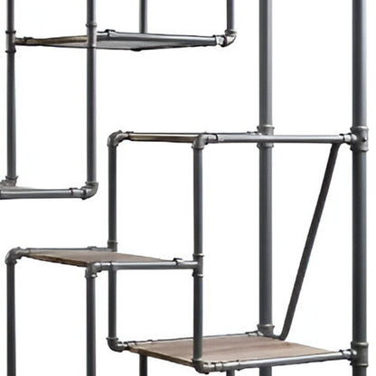 Gray And Brown Metal Eight Tier Bookcase