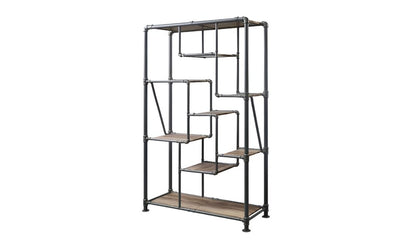 Gray And Brown Metal Eight Tier Bookcase