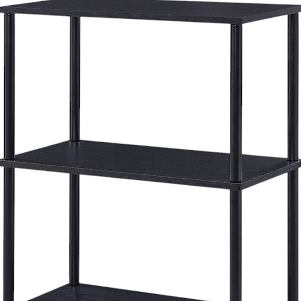 44" Black Metal and Wood Four Tier Etagere Bookcase