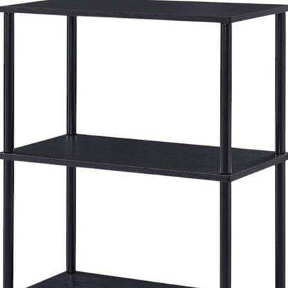 44" Black Metal and Wood Four Tier Etagere Bookcase