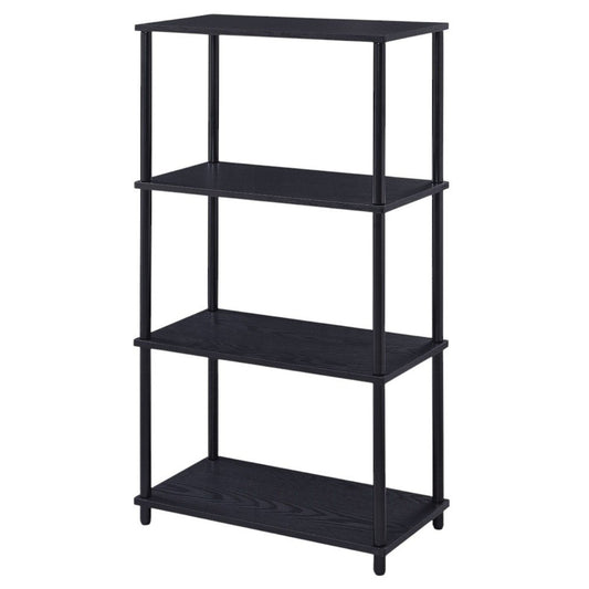 44" Black Metal and Wood Four Tier Etagere Bookcase