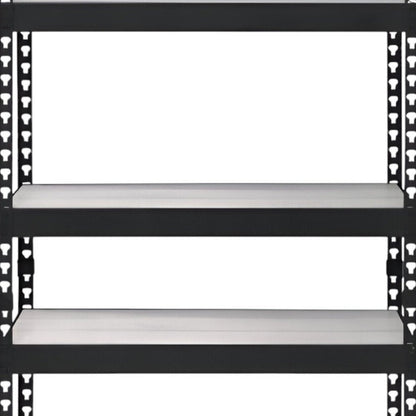 48" Black And Natural Metal and Wood Adjustable Four Tier Bookcase