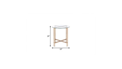 24" Champagne And Clear Glass And Metal Round End Table