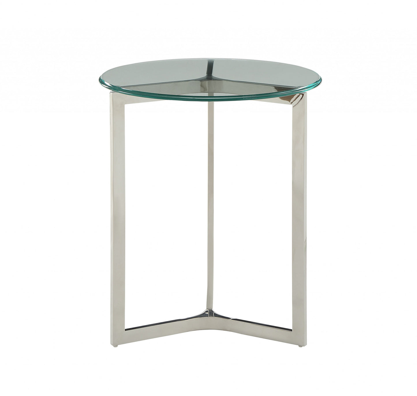 24" Chrome And Clear Glass And Metal Round End Table