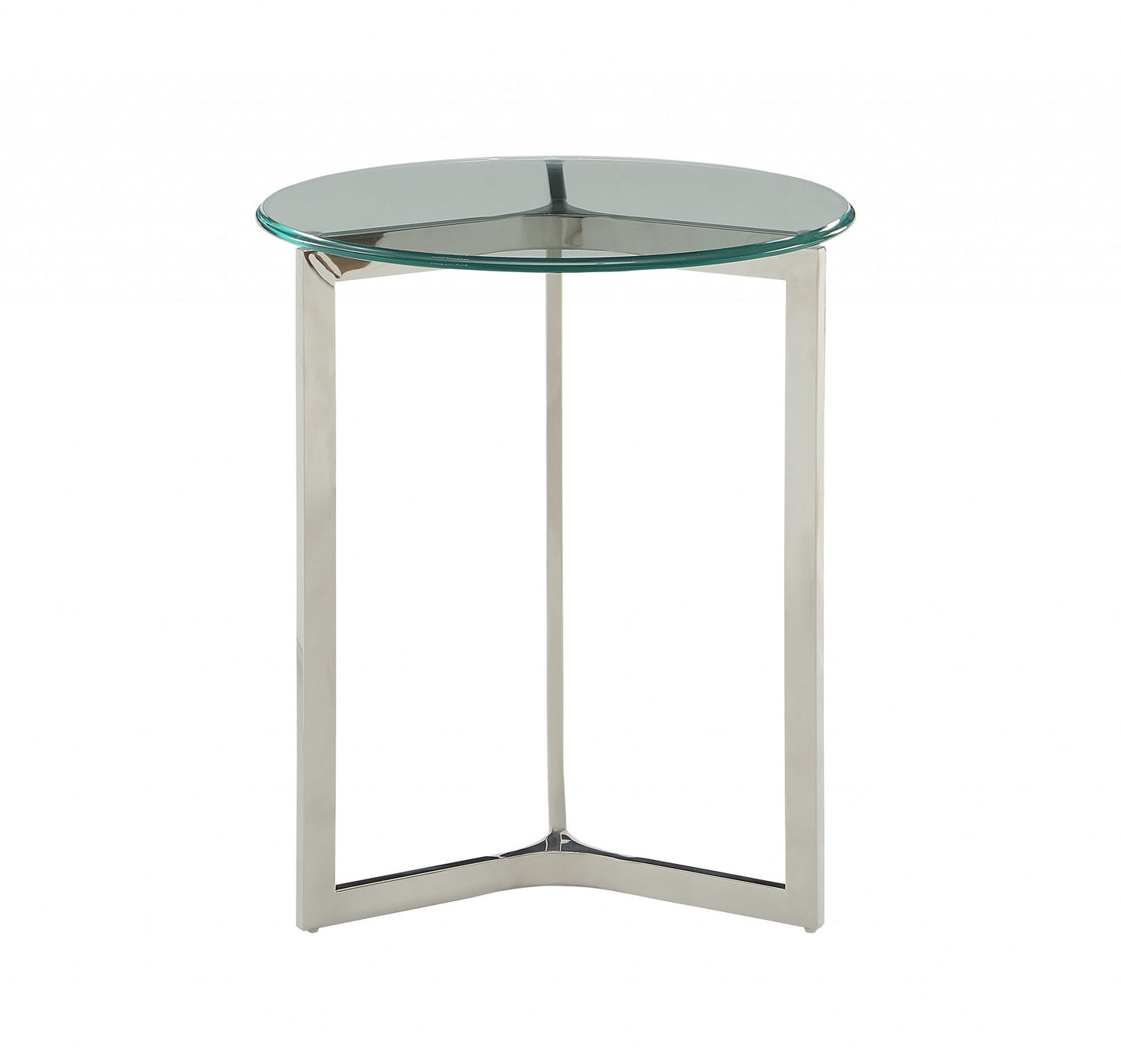 24" Chrome And Clear Glass And Metal Round End Table