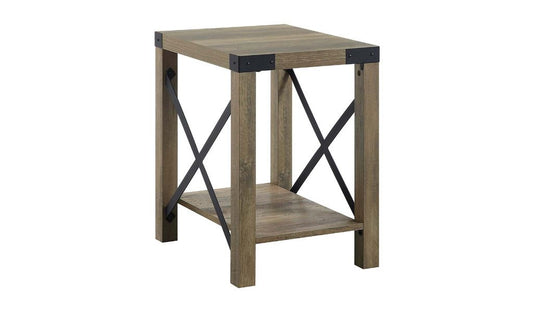 22" Rustic Oak Manufactured Wood Rectangular End Table With Shelf