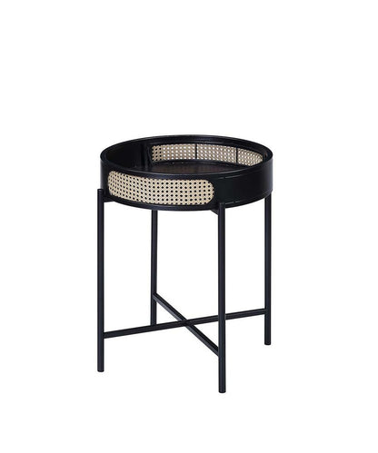 24" Black Wood Round End Table
