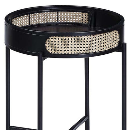 24" Black Wood Round End Table