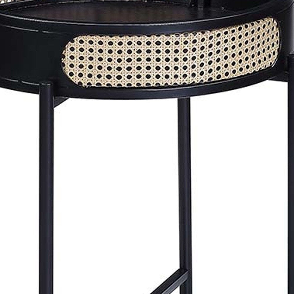 24" Black Wood Round End Table