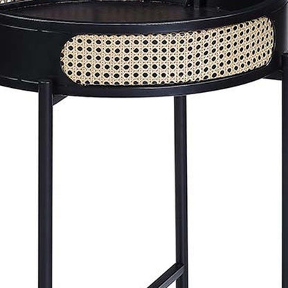 24" Black Wood Round End Table