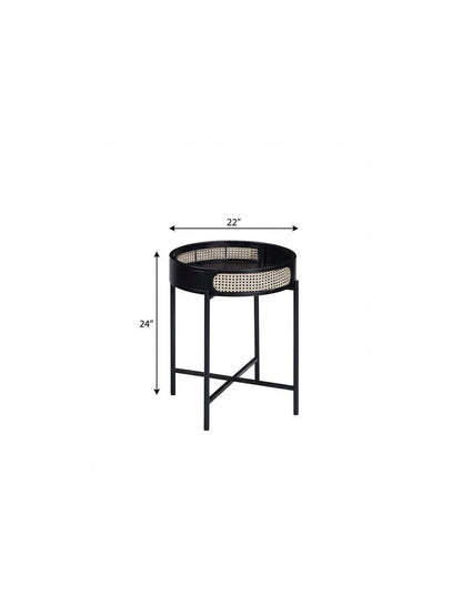 24" Black Melamine Veneer And Manufactured Wood Round End Table