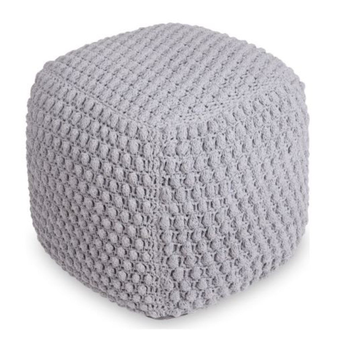 18" Light Gray Cotton Blend Pouf Ottoman