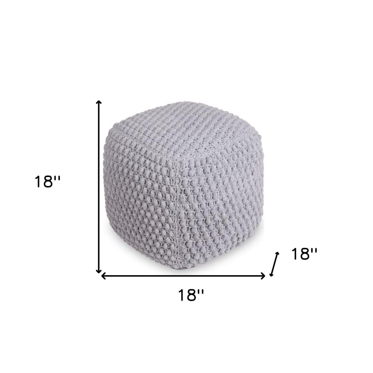 18" Light Gray Cotton Blend Pouf Ottoman