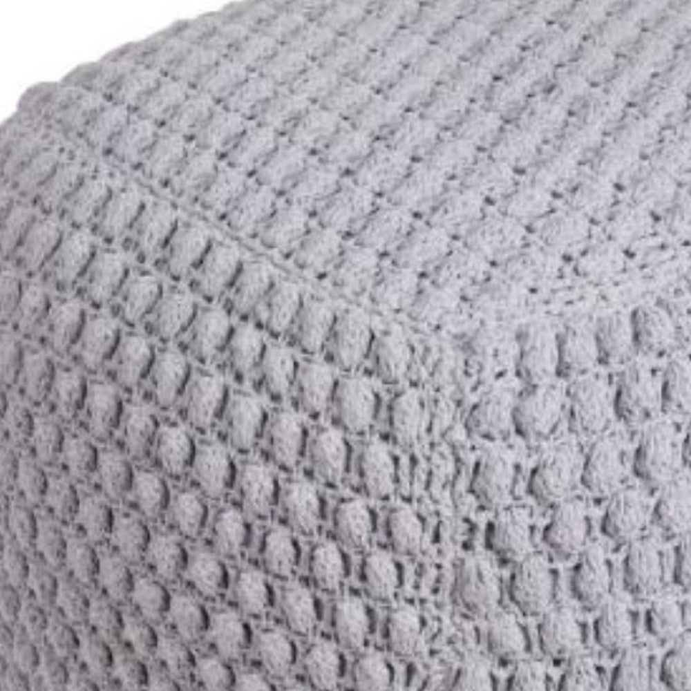 18" Light Gray Cotton Blend Pouf Ottoman