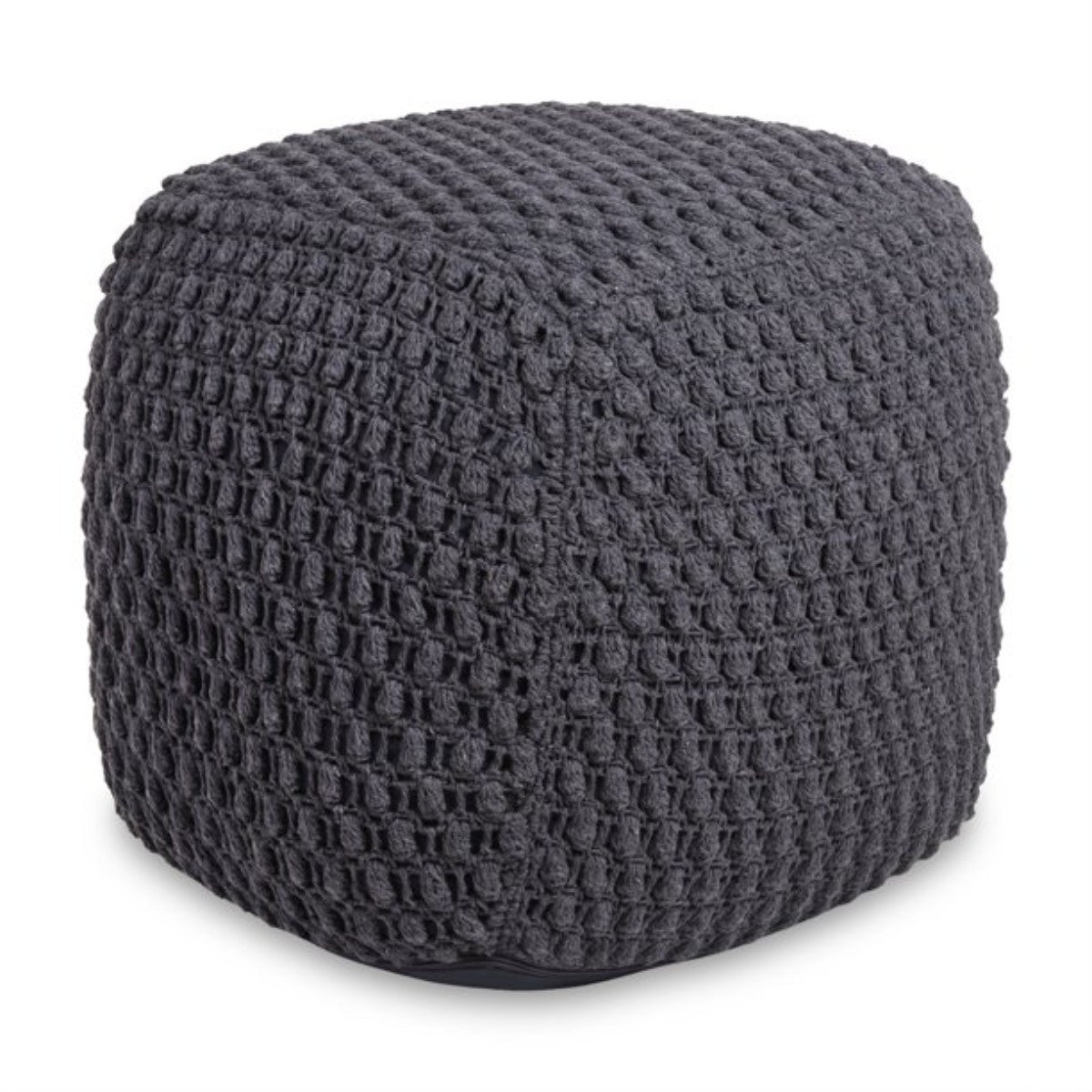 18" Light Gray Cotton Blend Pouf Ottoman